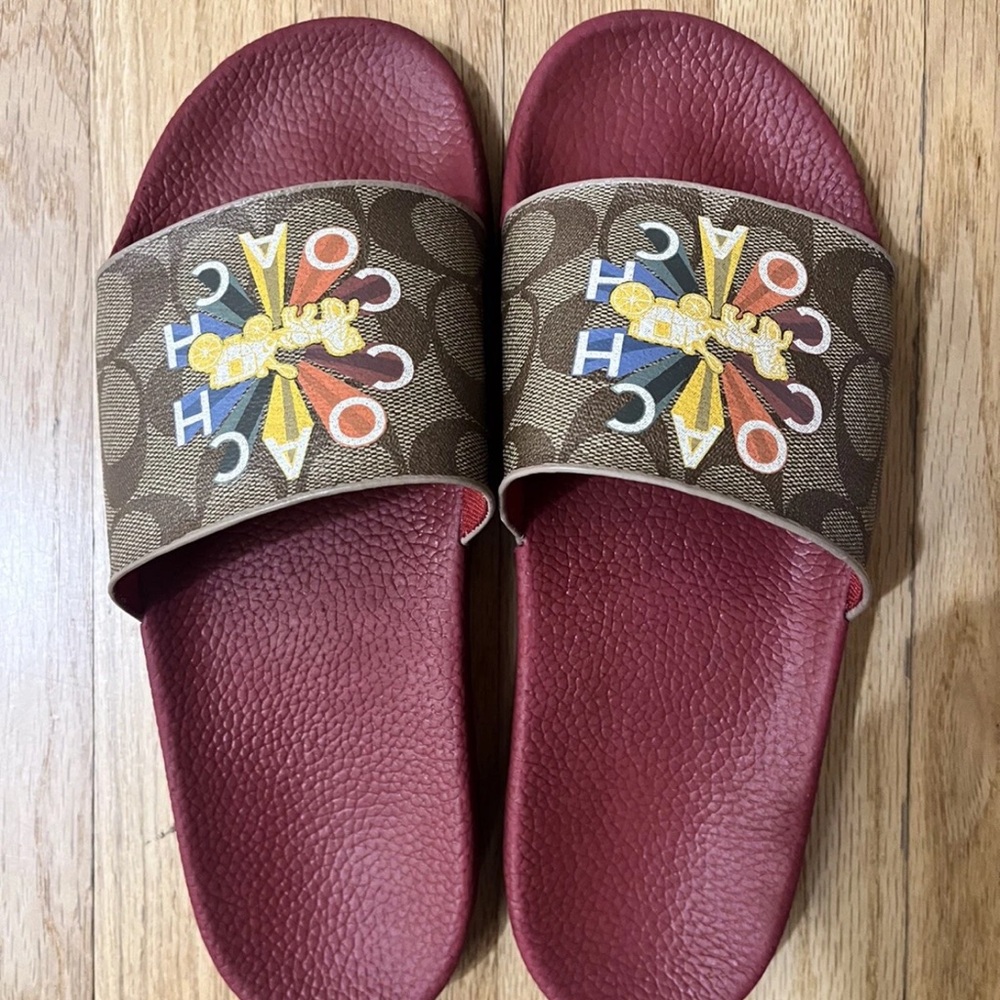 Coach Monogram Signature Uli Radial Rainbow Slides Horse & Carriage